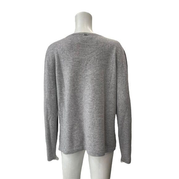 $595 St. John Gray Cashmere Cut-Out V-Neck Pullover size XL - Picture 5 of 9